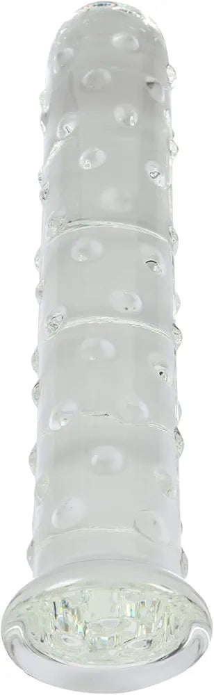 Large Crystal Glass Dildo with Dotted Texture for G-Spot Stimulation