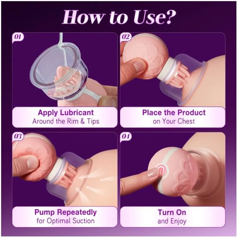 10-Mode Rotating Nipple Suction Stimulator for Enhanced Sensitivity
