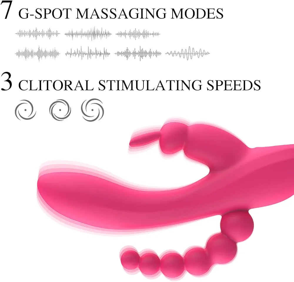 Adorime 3-in-1 Rechargeable Rabbit Vibrator with Dual Motors for G-Spot and Clitoral Stimulation