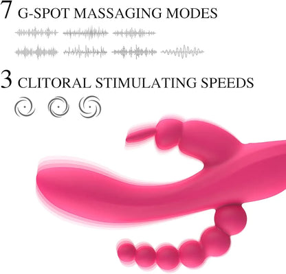 Adorime 3-in-1 Rechargeable Rabbit Vibrator with Dual Motors for G-Spot and Clitoral Stimulation