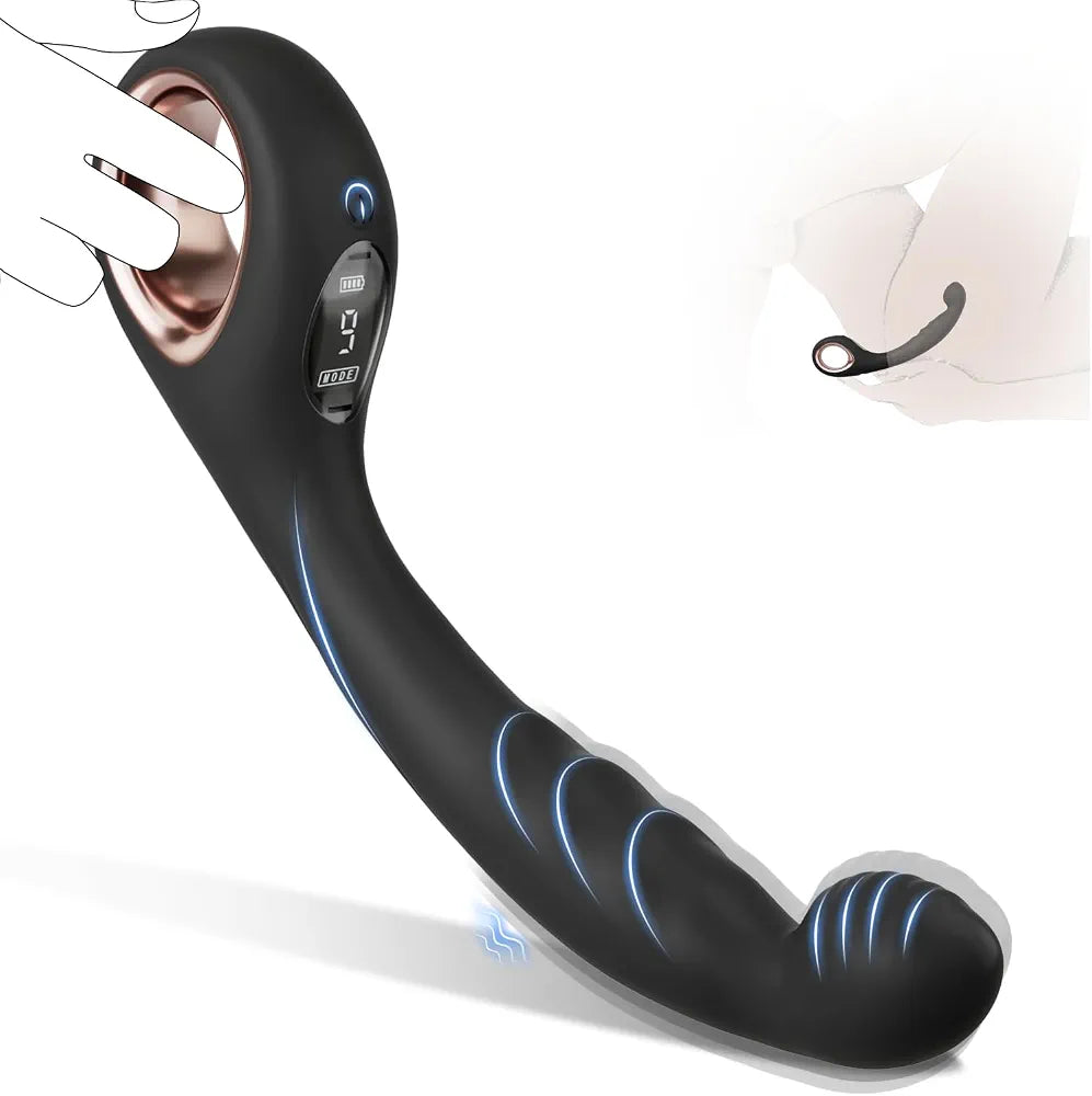 Ergonomic Prostate Massager with 9 Vibration Modes and Ring Handle