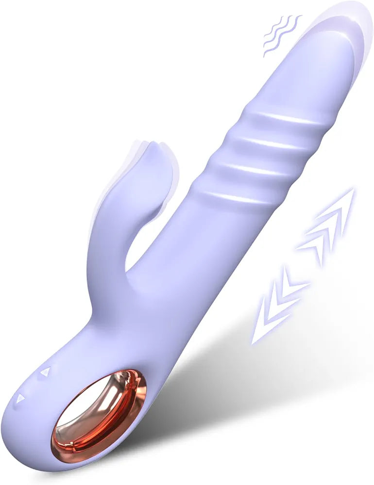 Dual-Action Rabbit Thrusting Vibrator with 10 Vibration and 10 Thrust Modes for G-Spot and Clitoral Stimulation