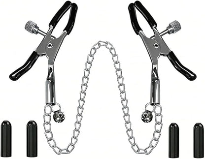 Adjustable Metal Nipple Clamps with Protective Silicone Sleeves for Sensory Stimulation