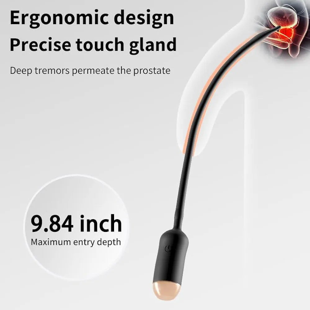 9.8-Inch Vibrating Urethral Sounding Rod and Male Penis Vibrator with Anal and Prostate Stimulation