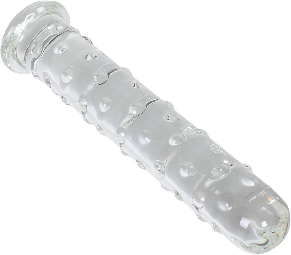 Large Crystal Glass Dildo with Dotted Texture for G-Spot Stimulation