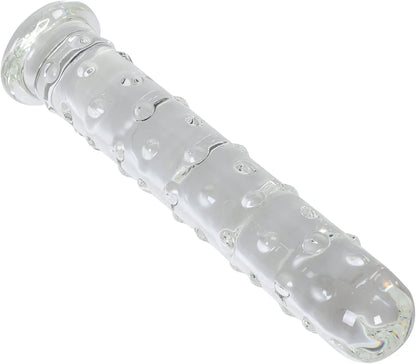 Large Crystal Glass Dildo with Dotted Texture for G-Spot Stimulation
