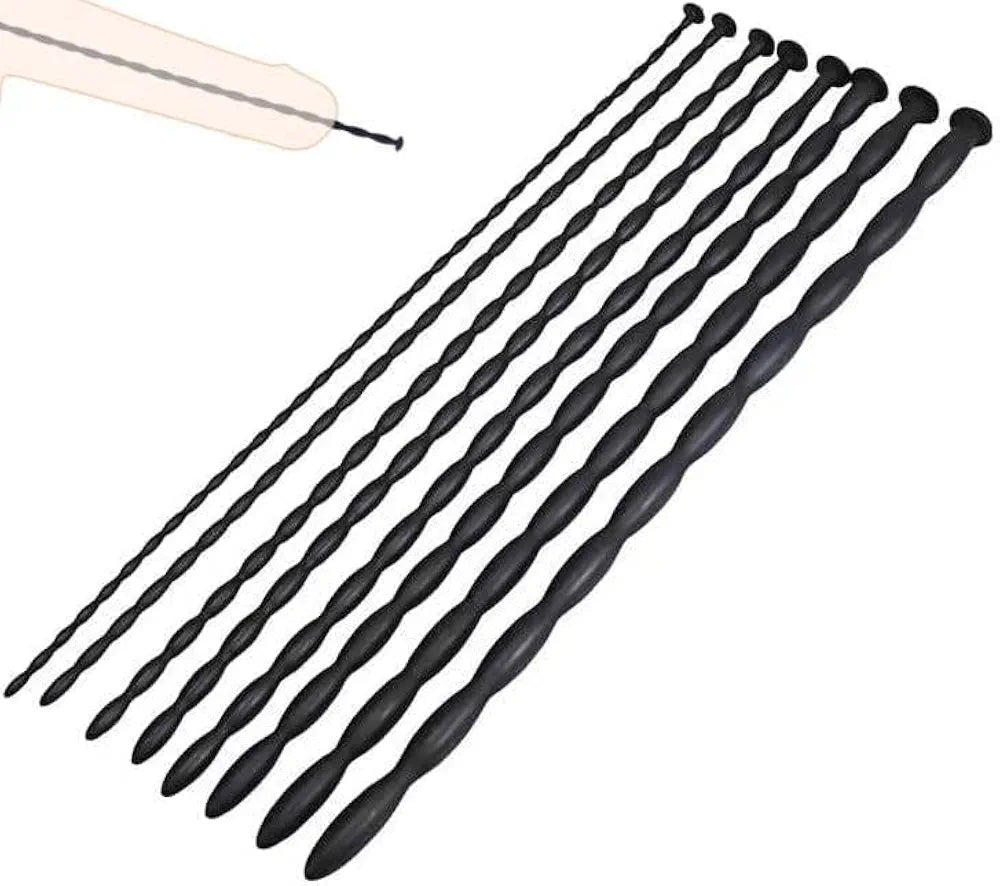8-Piece Silicone Urethral Sounding and Dilation Set for Men - Black