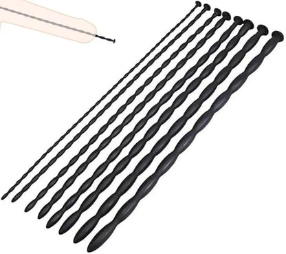 8-Piece Silicone Urethral Sounding and Dilation Set for Men - Black