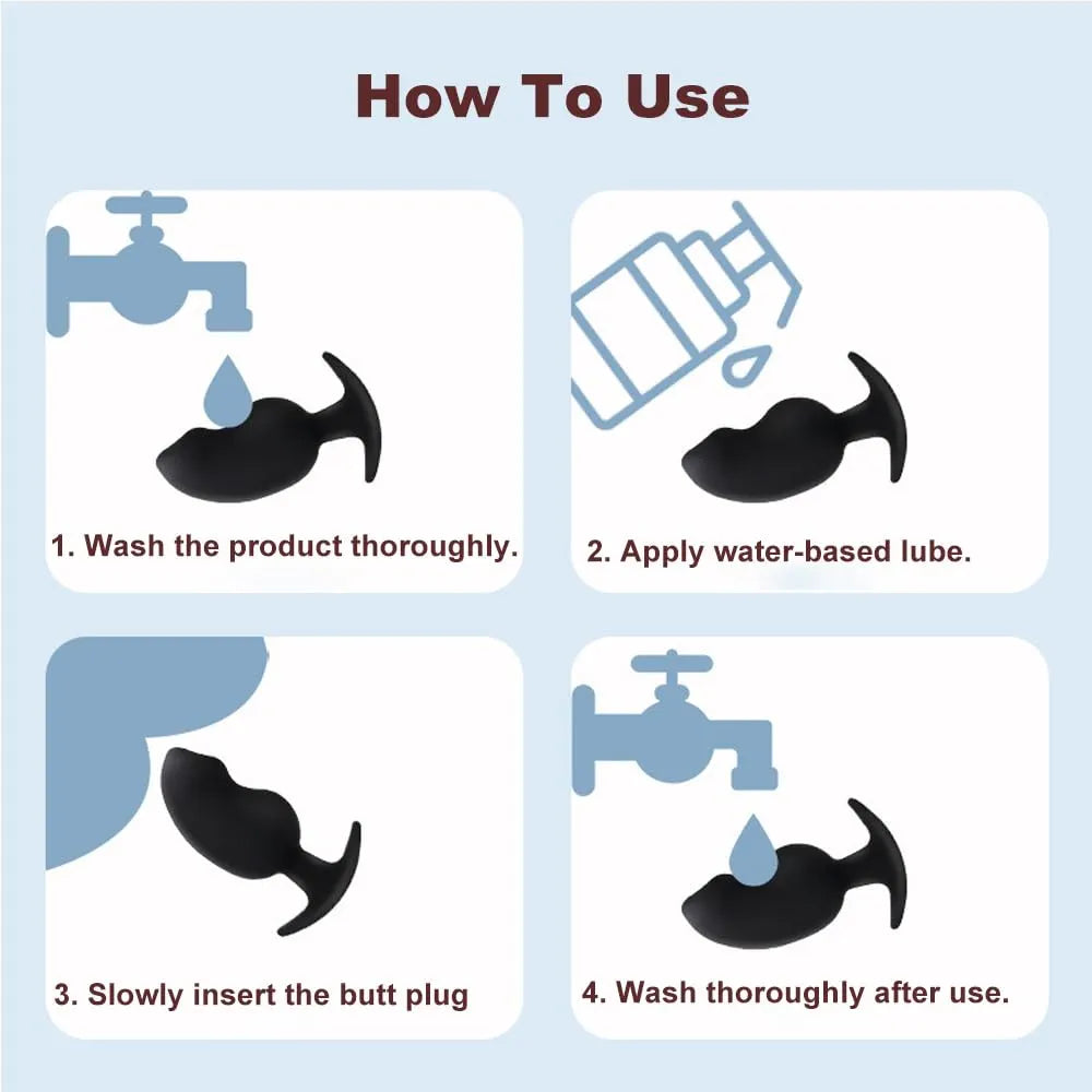Silicone Anal Training Kit: 3-Piece Graduated Prostate Plug Set with Flared Base