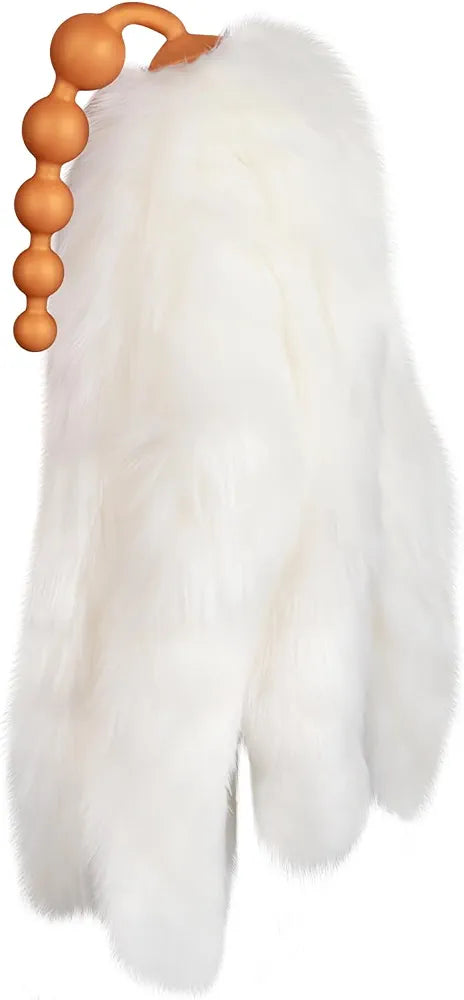 Premium Silicone Anal Bead Plug with 5 Detachable Faux Fur Tails for Couples Play