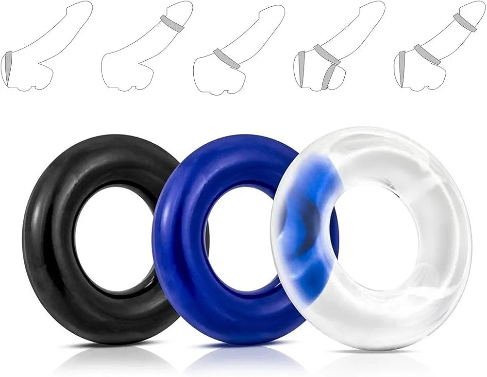 10-Piece Waterproof Silicone Penis Ring Set for Enhanced Performance and Delay