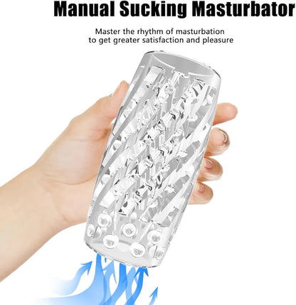 Textured Silicone Reusable Male Masturbator Cup - Transparent Pocket Stroker