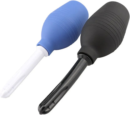Professional Soft Silicone Enema Cleansing Bulb Syringe Kit, Multi-Size (S/M/L/XL) 89ml-310ml, Black and Blue