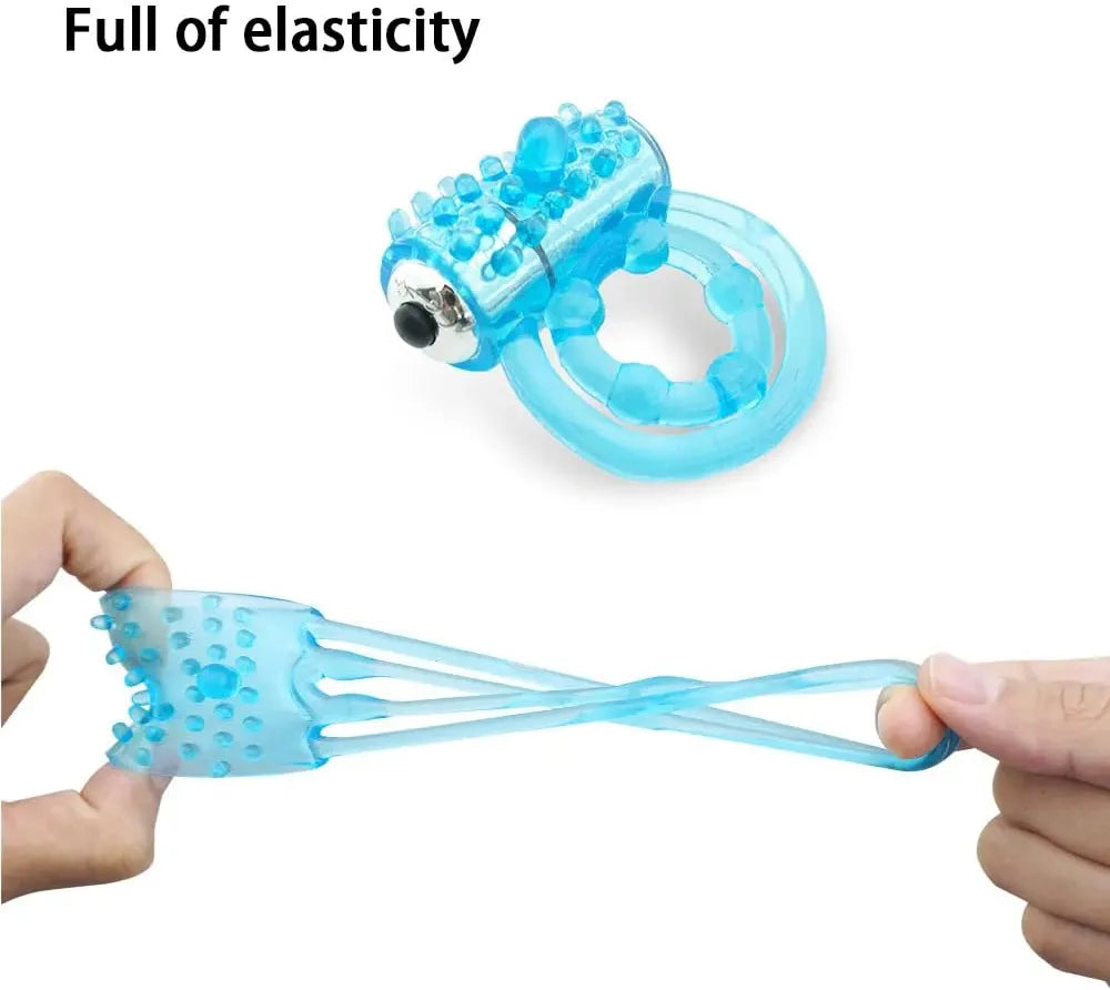 Dual-Ring Vibrating Penis Enhancer with Clitoral Stimulator for Couples