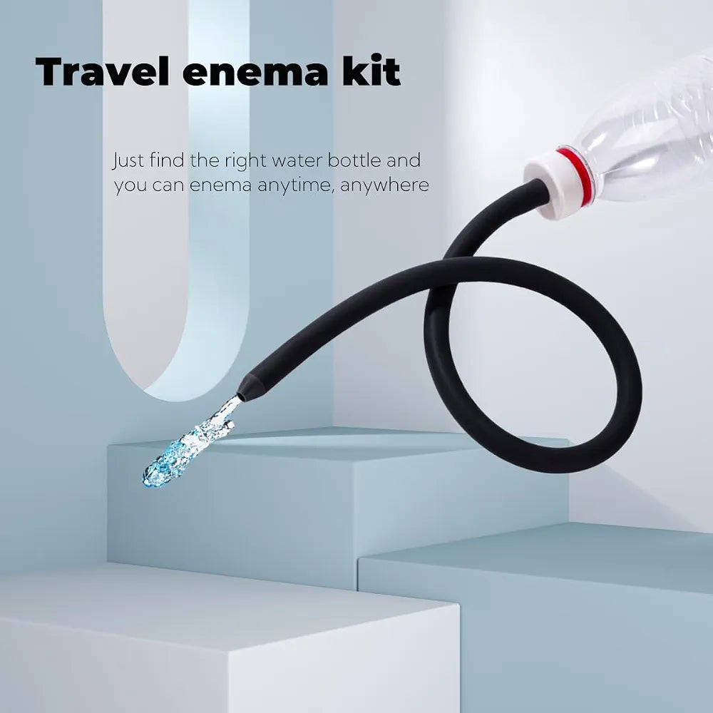 Portable Travel Enema Kit with Silicone Nozzle and Dual-Size Adapters for Water Bottles and Shower Hoses