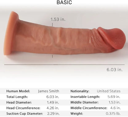 6-Inch Realistic Soft Silicone Dildo with Suction Cup for Beginners