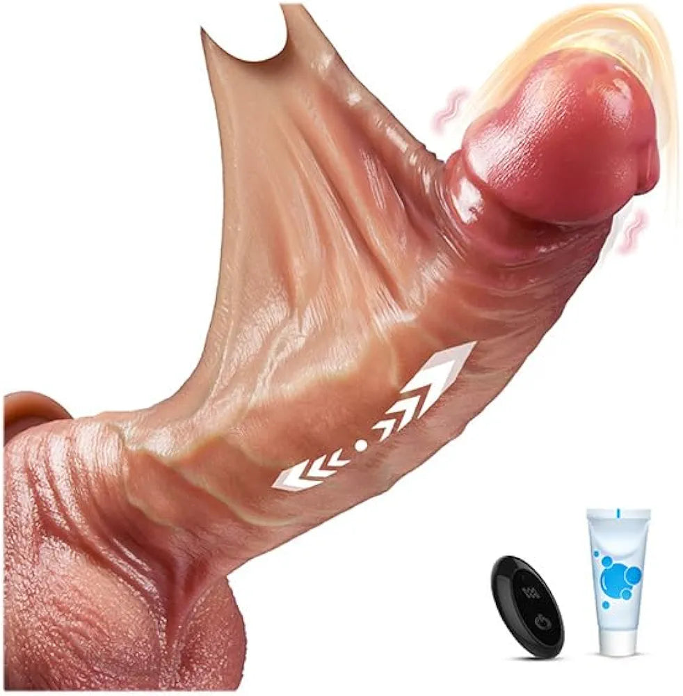 8.5-Inch Realistic Uncut Thrusting & Vibrating Dildo with Suction Cup