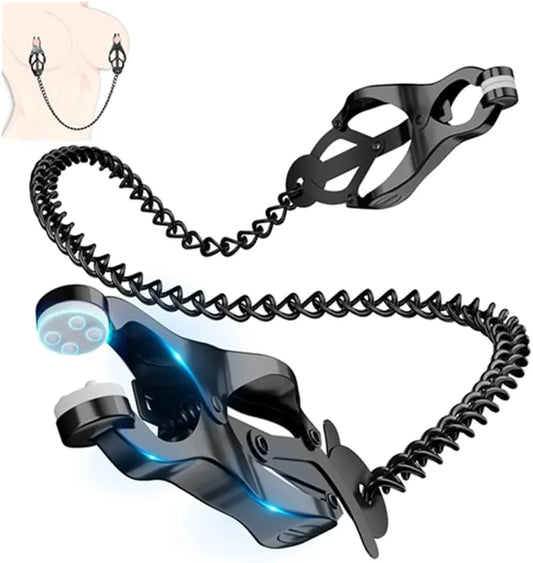 Adjustable Nipple Clamps with Connecting Chain for Sensual Stimulation and Bondage Play