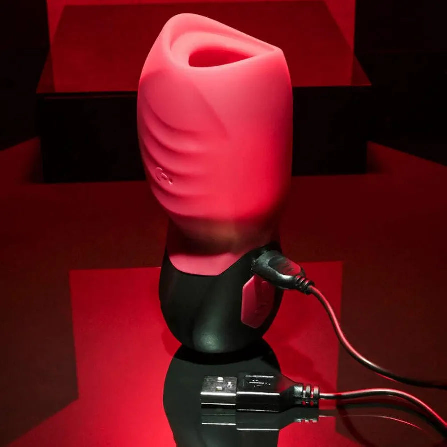 Rechargeable Silicone Suction Vibrator - Ergonomic Pleasure Massager in Red