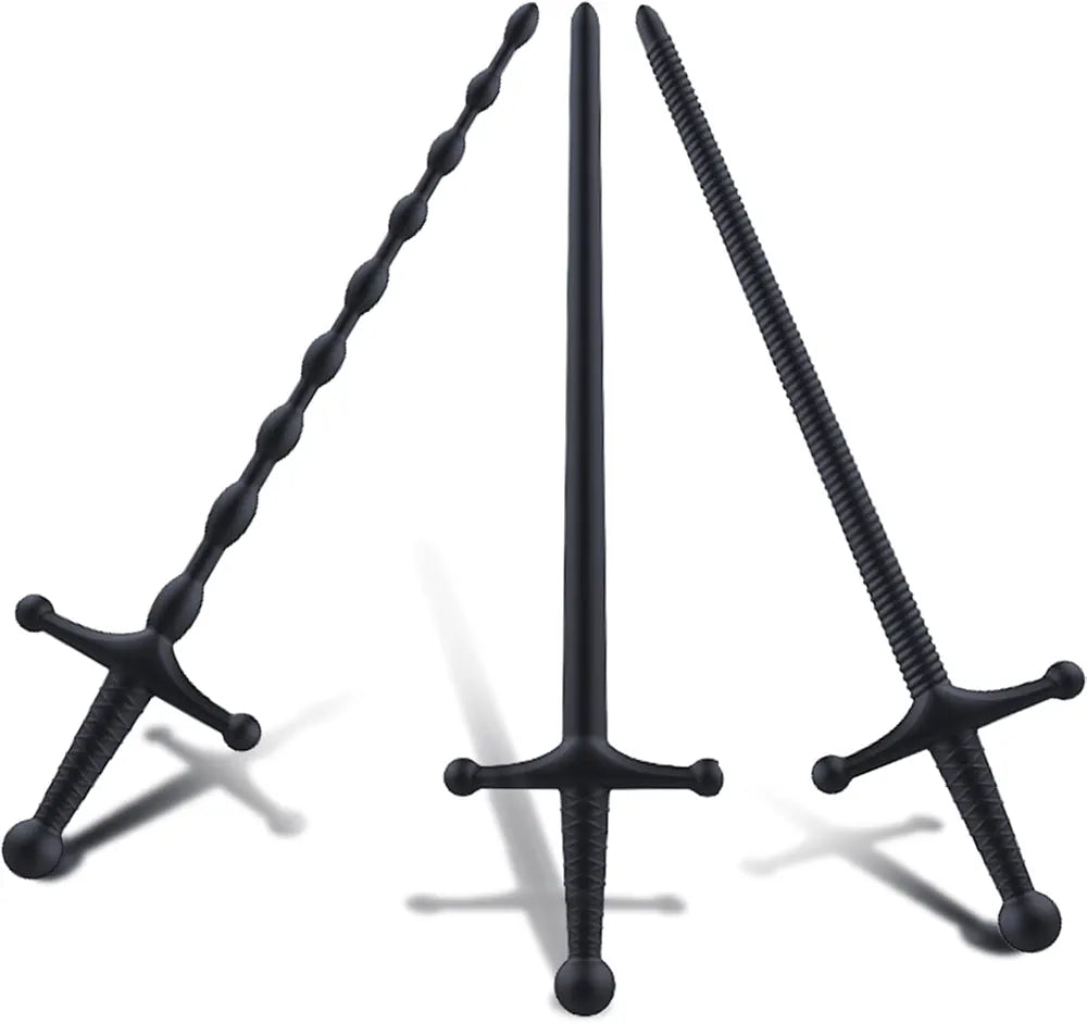 3-Piece Silicone Urethral Sounding Set with Textured Penis Plugs and Dilators for Men