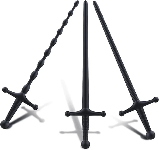 3-Piece Silicone Urethral Sounding Set with Textured Penis Plugs and Dilators for Men