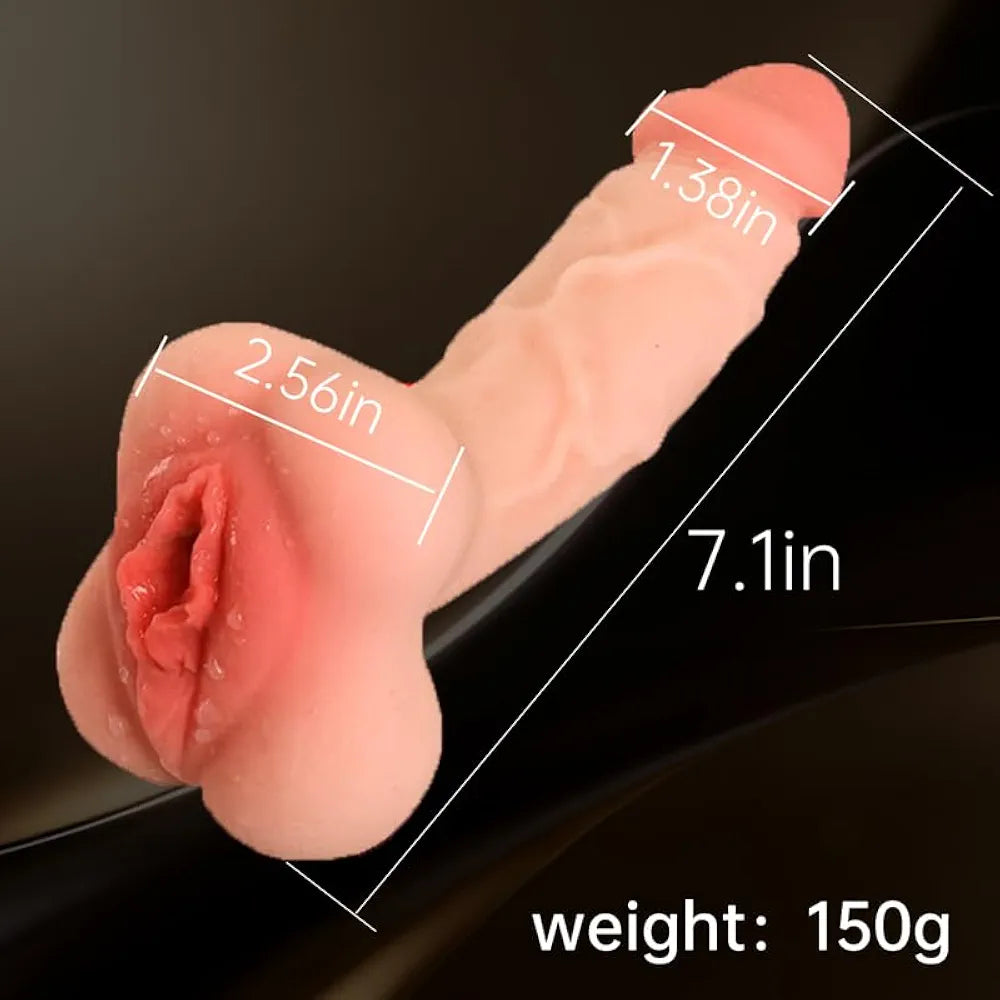 7-Inch Realistic Dual-Texture Masturbator: Penis Sleeve Extender and Pocket Pussy Stroker