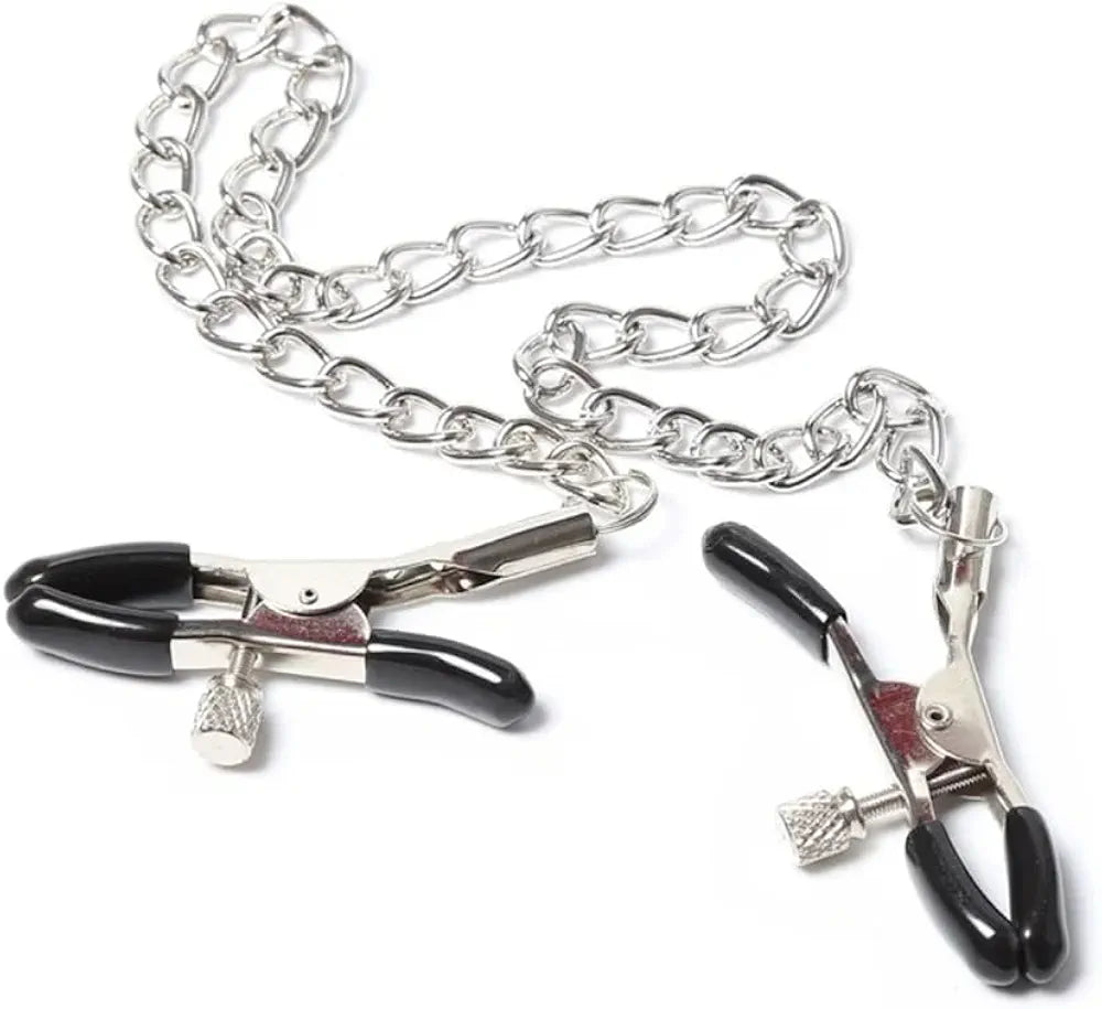 Adjustable Nipple Clamps with Chain for Couples Sensual Stimulation