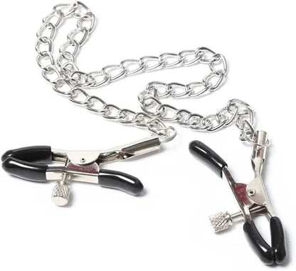 Adjustable Nipple Clamps with Chain for Couples Sensual Stimulation