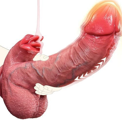 Realistic Silicone Thrusting & Vibrating Dildo with Heating, Remote Control, and 10 Stimulation Modes for Women and Couples