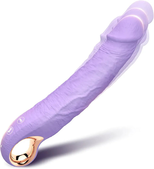 9-Inch Thrusting G-Spot Vibrating Dildo with 10 Vibration Patterns and 3 Thrusting Modes, Waterproof Silicone Adult Toy for Couples