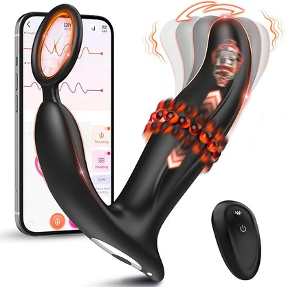 Advanced Remote-Controlled Prostate Massager with Thrusting Vibration and Cock Ring