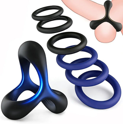 7-Piece Silicone Penis Ring and Sleeve Set for Enhanced Performance and Couples Intimacy