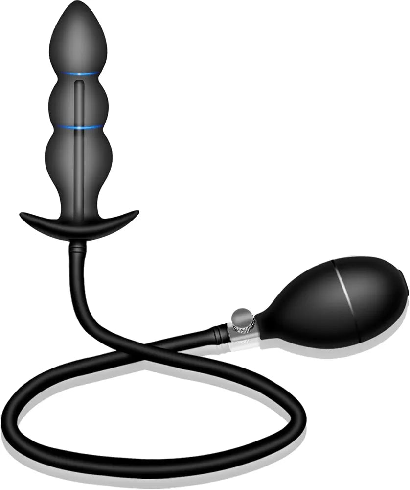 Inflatable Silicone Anal Plug with Pump and Quick-Release Valve