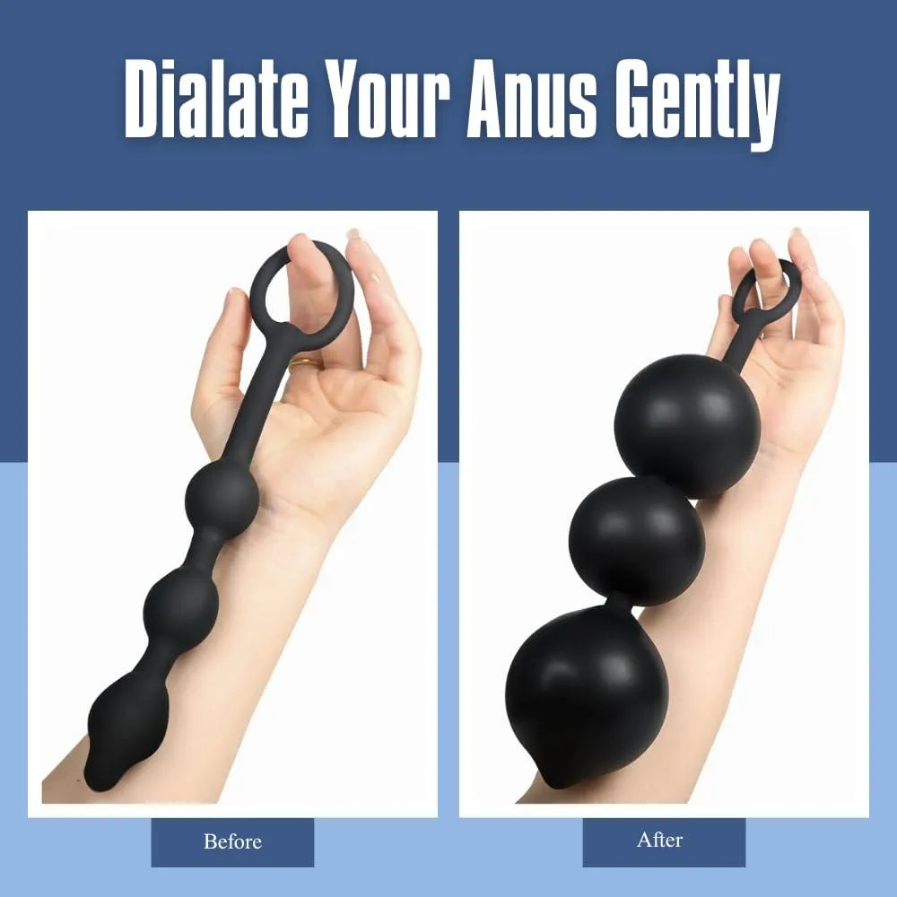 Adjustable Silicone Anal Training Kit with Inflatable Pump and Beads