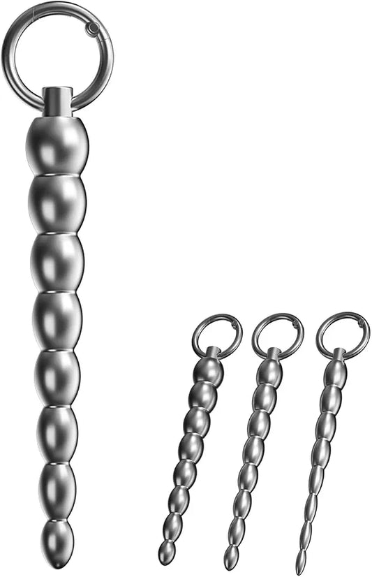 Premium Stainless Steel Urethral Sound Dilator with Removable Grommets - Smooth Penis Plug for Urethral Play