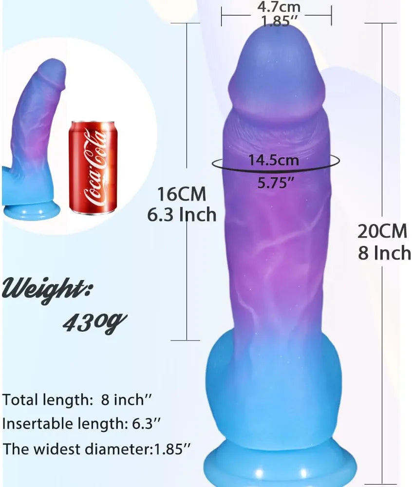8-Inch Realistic Silicone Dildo with Suction Cup - Flexible G-Spot and Anal Stimulator