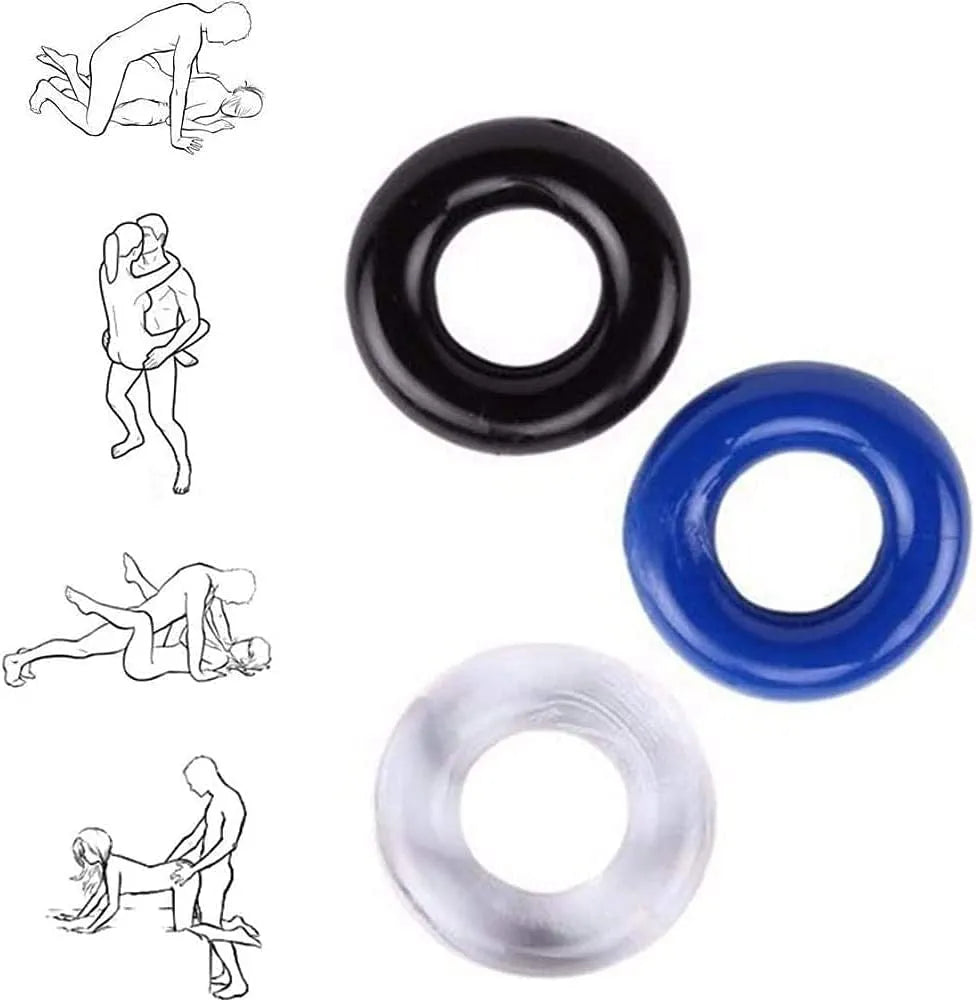Premium Reusable Silicone Penis Enhancement Rings - 3 Pack