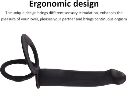 Dual-Action Silicone Vibrating Anal Plug and Penis Ring for Couples