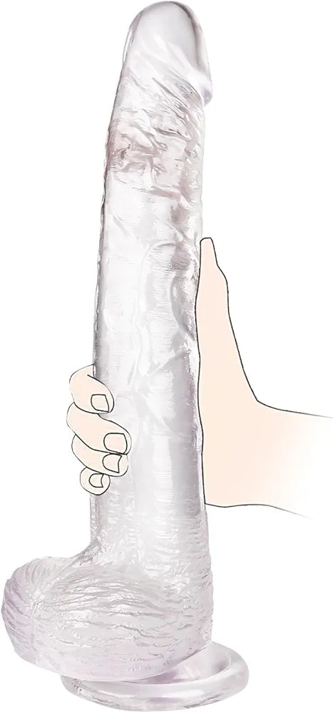 11.61-Inch Realistic Clear Silicone Dildo with Strong Suction Cup for Advanced Users