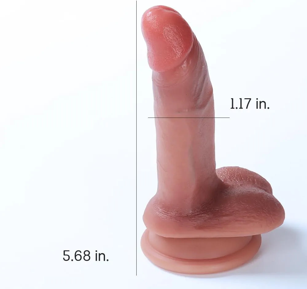 5-Inch Realistic Silicone Beginner Dildo with Suction Cup - 4-Inch Insertable Length