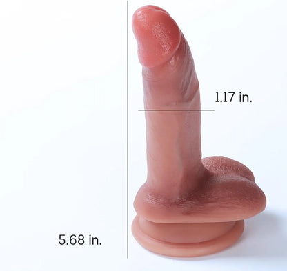 5-Inch Realistic Silicone Beginner Dildo with Suction Cup - 4-Inch Insertable Length