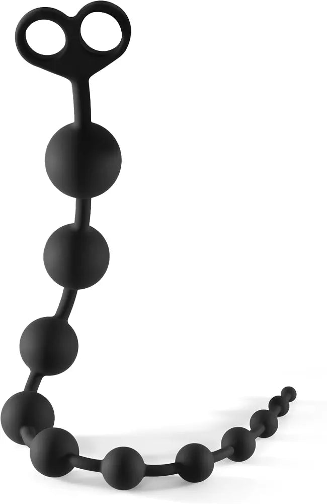Graduated Silicone Anal Bead Trainer with Safety Pull Ring - 22 Inch