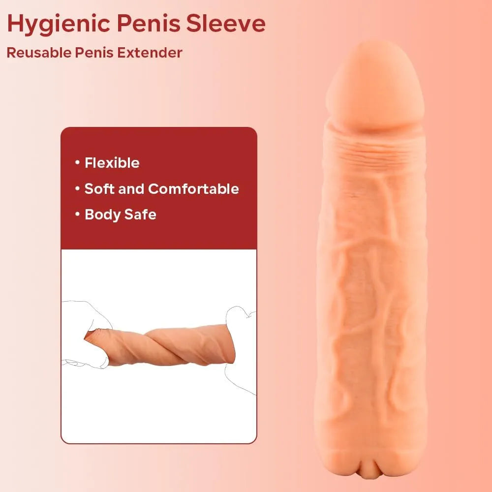 Pennis Extender with Cock Ring Male Masturbator Sex Toys Cock Sleeve Realistic Pocket Pussy Adult Toys for Couples Men Women
