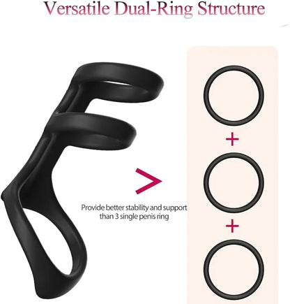 Silicone Cock Ring, Penis Sleeve Sex Toys Triple Cock Rings for Male Penis Enlarger Penis Extender Delay Ejaculation Enhance Erection Ball Stretcher