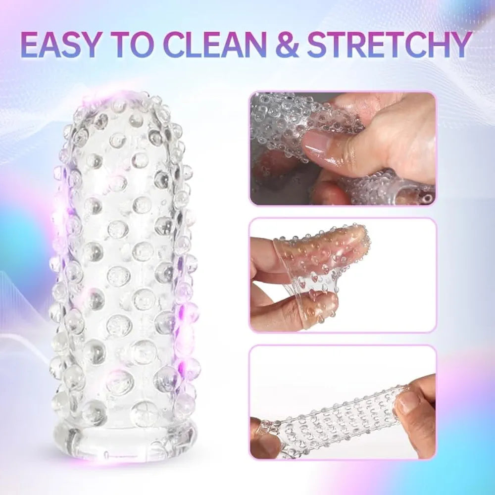 Silicone G-Spot Stimulating Finger Sleeve Vibrator Attachment for Women