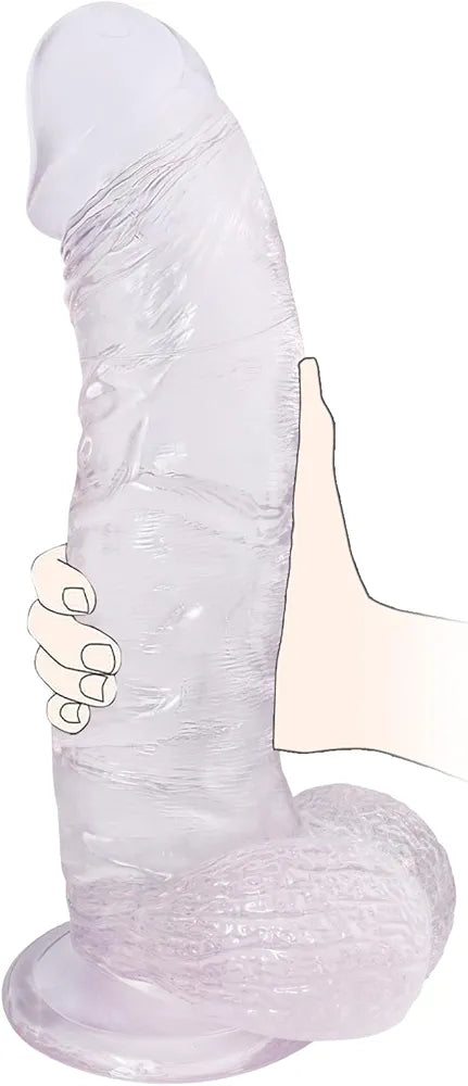 10-Inch Realistic Soft Silicone Dildo with Strong Suction Cup for Hands-Free and Anal Play