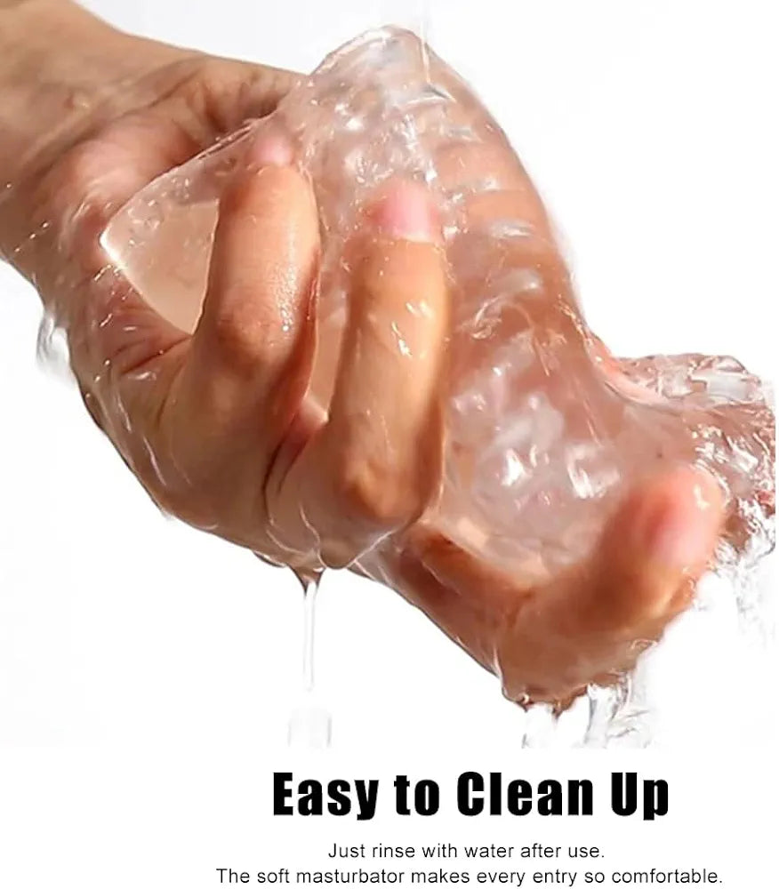 Textured Silicone Reusable Male Masturbator Cup - Transparent Pocket Stroker