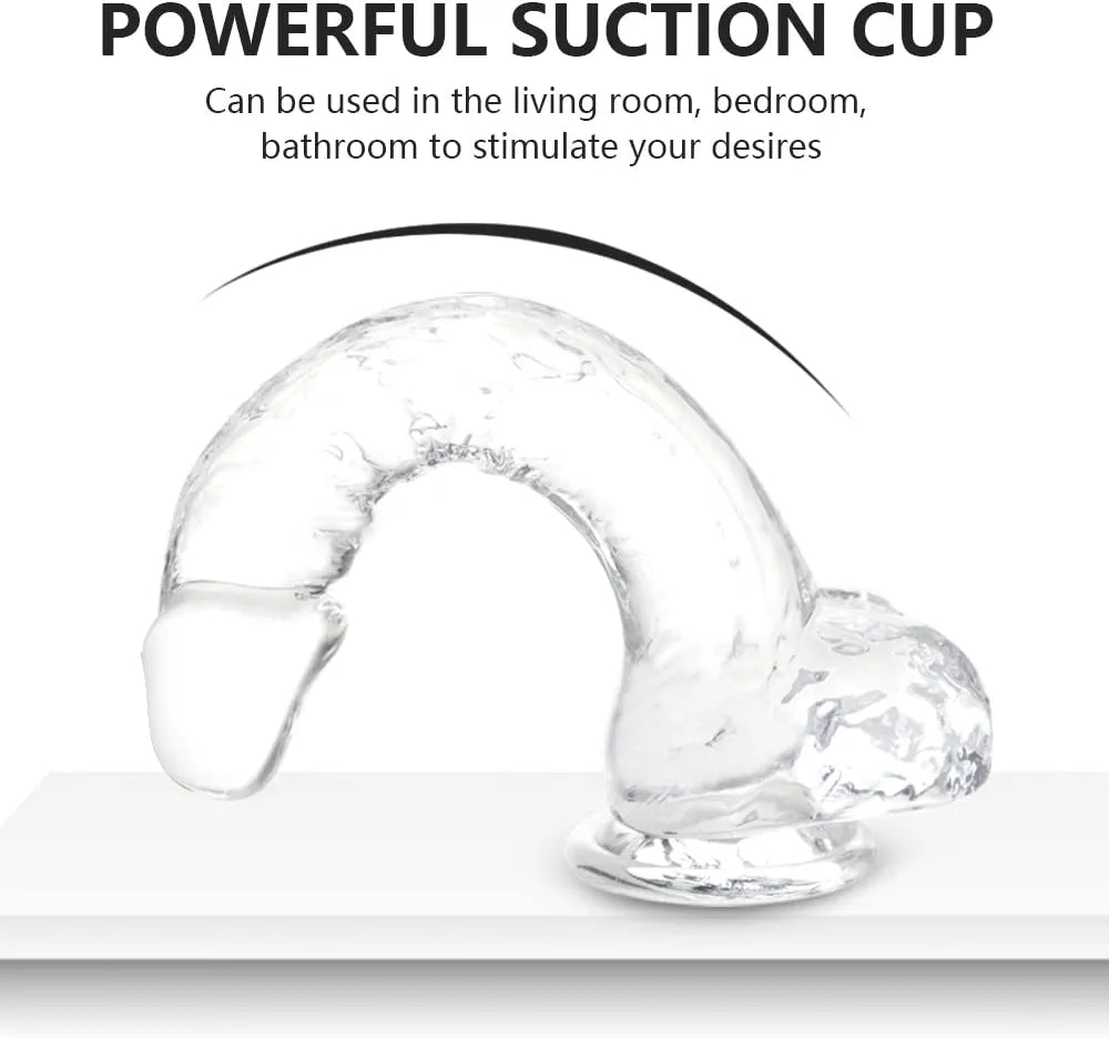 6-Inch Realistic Clear Suction Cup Dildo for Beginners