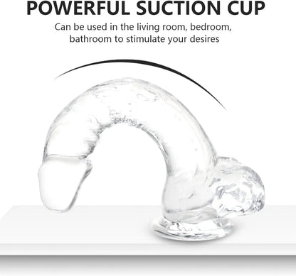 6-Inch Realistic Clear Suction Cup Dildo for Beginners
