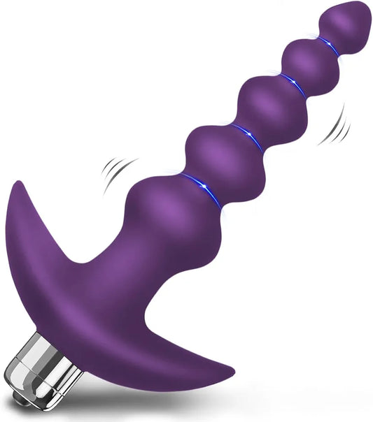 Premium 16-Mode Silicone Vibrating Anal Beads with Graduated Design and Waterproof Bullet